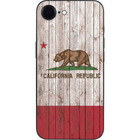 California Flag Dark Wood iPhone 16e Skin
